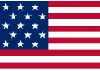 American flag with 50 stars and 13 stripes in red white and blue
