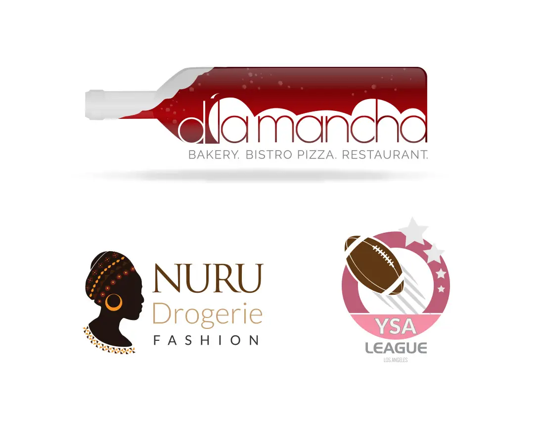 Logos for bakery fashion store and sports league design