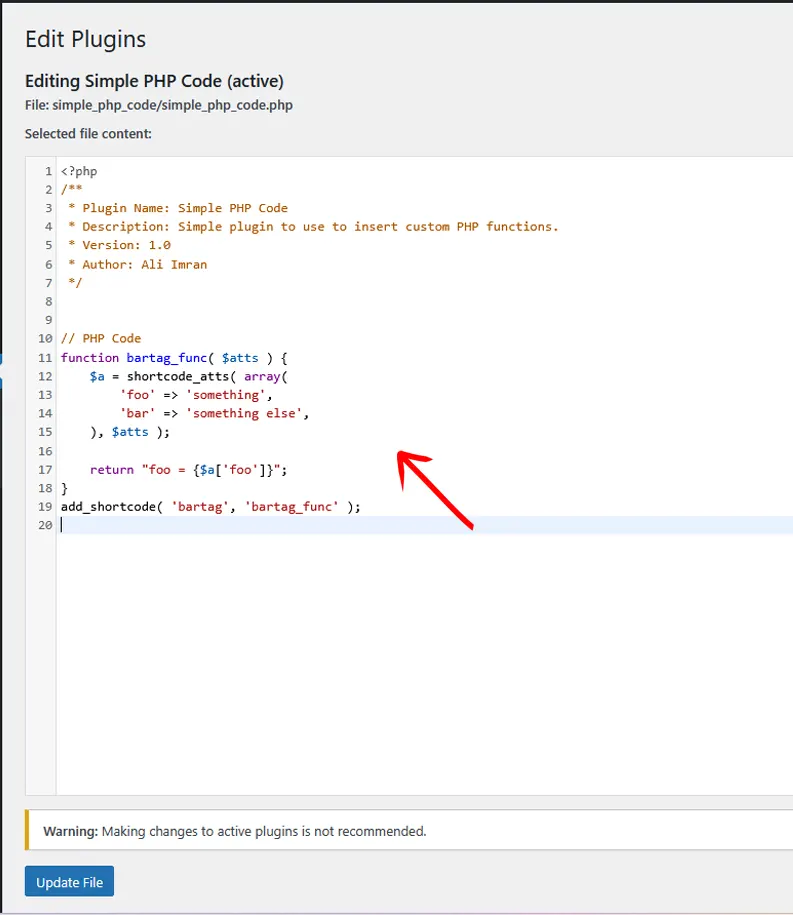 Insert PHP Code Snippet
