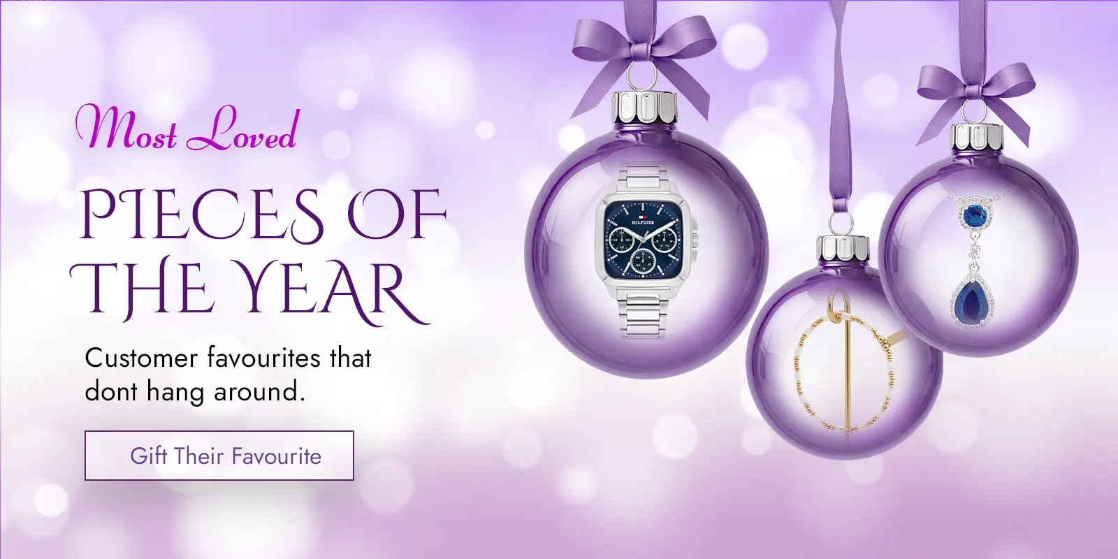 Elegant holiday jewelry and watch gift ideas in purple theme