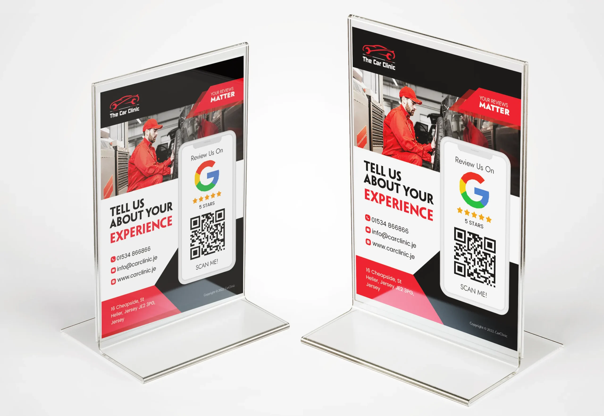 Tabletop QR code stands for customer feedback collection
